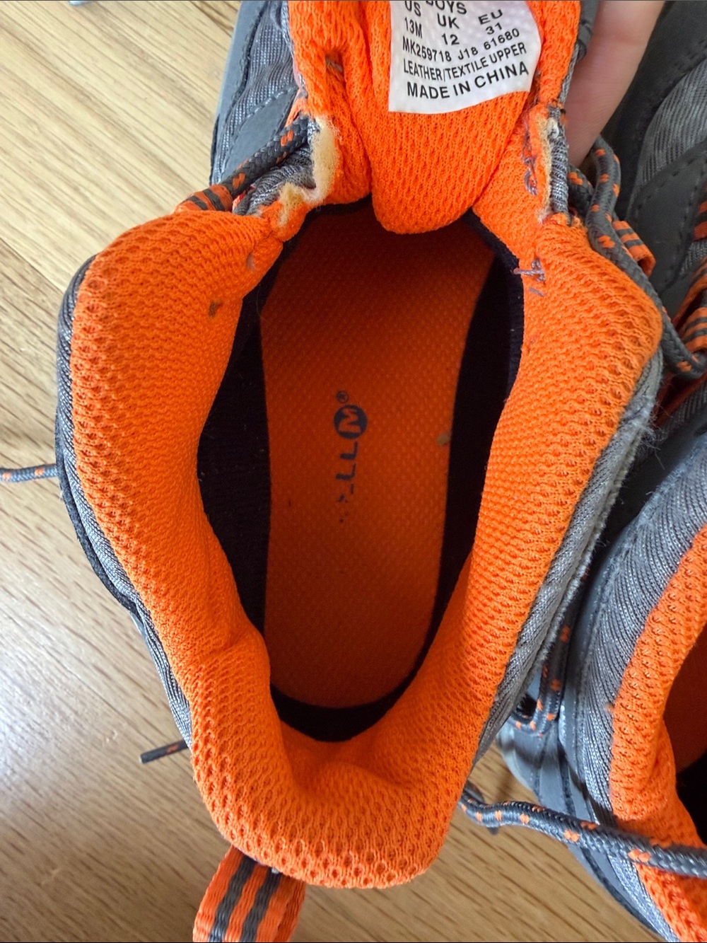 Merrell Kids Gray and Orange Trail Sneakers Hiking Shoes - Picture 12 of 12